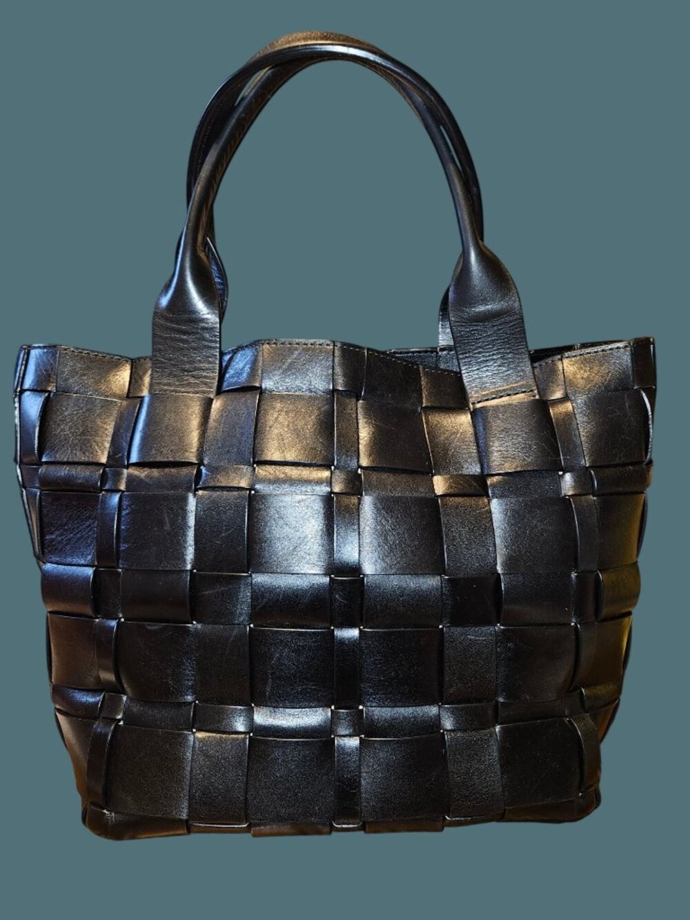 Michael Kors Black Woven Leather Vivian Tote Crossbody Bag - Picture 3 of 16